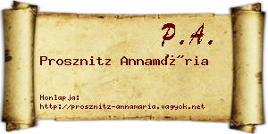Prosznitz Annamária névjegykártya